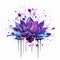 Abstract Purple Lotus Flower Graffiti Art On White Background