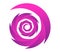 Abstract purple, pink spiral, swirl, twirl and whirl elements. Cochlear, helix, vortex icon