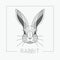 Abstract rabbit bunny head emblem icon design with elegant line shapes style