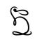 Abstract rabbit symbol, icon on white background.