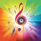 Abstract rainbow background with Violin key