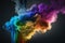 abstract rainbow smoke and fume explosion background digital illustration