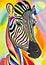 Abstract Rainbow Zebra Portrait Painting