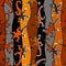 Abstract random pattern in a patchwork style with lizards. Brown tribal background.
