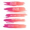 Abstract realistic pink gouache strokes paint set