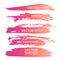 Abstract realistic smears pink gouache paint set