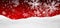 Abstract Red Background Panorama Winter Landscape with Falling Snowflakes