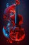 Abstract red and blue violin. Generative AI