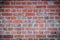 Abstract red brick old wall texture background. Ruins uneven crumbling red brick wall background texture.