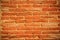 Abstract red brick old wall texture background. Ruins uneven crumbling red brick wall background texture.