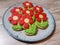 Abstract red flower cookies outlined with thick royal icing