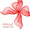 Abstract red gift bow made of transparent ribbons