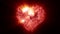 Abstract red love heart made of small bright glowing particles of energy festive