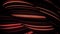Abstract red neon striped tubes moving slowly on black background. Animation. 3D figures covered by red narrow flashing