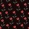 Abstract Red Tulips Bloom in the Night Vector Illustration Seamless Pattern