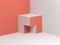 Abstract red white cubical object 3d