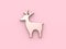 Abstract reindeer flat icon christmas holiday new year concept metallic pink glossy reflection minimal pink background 3d render