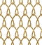 Abstract repeatable pattern background of golden twisted bands. Swatch of gold intertwined bands with loops. Seamless pattern in