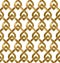 Abstract repeatable pattern background of golden twisted strips. Swatch of gold intertwined bands with loops. Seamless pattern in