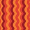 Abstract retro 70s groovy waves seamless pattern in orange red and brown.