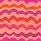 Abstract retro 70s swirly waves seamless pattern in pink, purple and red