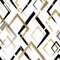 Abstract rhombus seamless pattern. Repeating gold grunge backdrop. Random rhomb. Background golden printed. Geometric texture. Rep