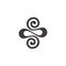 Abstract ribbon spiral loop design geometric logo vector