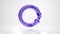 Abstract ring, circle, zero sign or donut in curved smooth forms, in glossy and glass material purple violet colored on