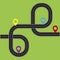 Abstract road pins for concept design. Timeline map. Pin icon vector. Track on a green background. Stock image