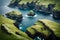 Abstract rock formations and an island beautiful landscape moss covered rocks middle in ocean