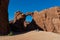 Abstract rocks formation d`Aloba arch at plateau Ennedi, in Sahara desert, Chad, Africa.