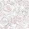 Abstract rose doodle seamless pattern. Elegant roses contour drawing on geometric shapes background