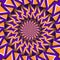 Abstract round frame with a moving orange purple polygons pattern. Optical illusion hypnotic background