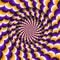 Abstract round frame with a rotating purple orange wavy pattern. Optical illusion hypnotic background