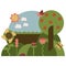 Abstract rural landscape vector illustration