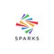 Abstract S letter for spark logo icon on negative space