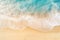 Abstract sand beach, transparent light blue waves a summer vacation background concept banner that offers generous room for text