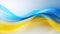 Abstract satin blue yellow waves design with smooth curves and soft shadows on clean modern background