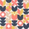 Abstract scandinavian flower background. Modern geometric illustration in retro nordic style.