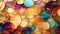 Abstract scattered circles. Alcohol ink concept art design. Metal treasure and gold. Colorful jewels sparkle bokeh background.