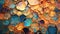 Abstract scattered circles. Alcohol ink concept art design. Metal treasure and gold. Colorful jewels sparkle bokeh background.