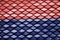 Abstract scene of Red and Blue earthenware tiles or calls tiles consists of fish scales on the roof of temple bangkok thailand - R