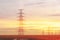 Abstract scene of silhouette electric pylon