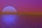 Abstract scene surreal sun pver violet water easy for title 3d rendering