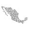 Abstract schematic map of Mexico from the black printed board, c