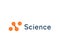 Abstract science icon, orange circles, dotted logo template. Minimal emblem concept for laboratory, research and