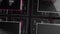 Abstract screens of programming code on black background. Animation. Programming language and system engineering concept