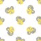 Abstract scribbled painterly circle vector seamless pattern background. Groups of brush stroke paint dabs.Yellow grey