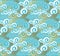 Abstract sea water seamless pattern. Art Nouveau gold and turquoise abstract wave repeatable motif for