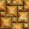 Abstract seamless 3d pattern of orange and gold scratched beveled cubes